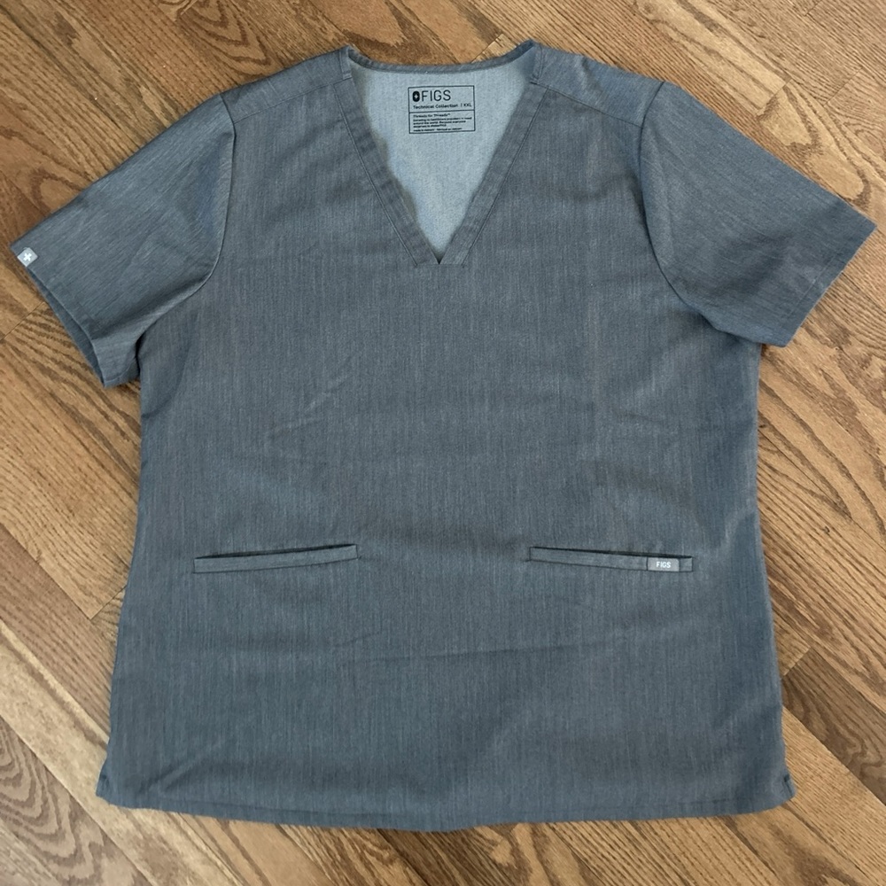 Figs Technical Collection Casma Women's XXL Gray V-Neck Scrub‎ Top